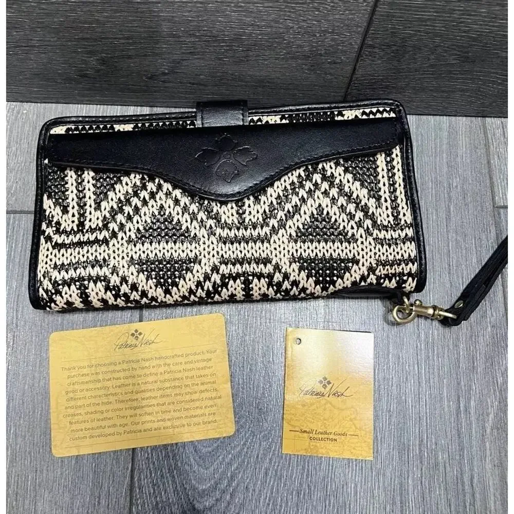 Patricia Nash Leather Valentia II Wallet with Wristlet Bag Tuareg Woven A594812